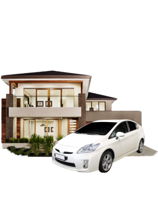 Casa e carro representando consórcio